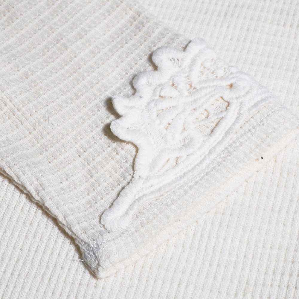 Style & Co Romantic Lace Waffle Knit‎ Cream Tunic 0X L Coquette Shabby Chic - Picture 6 of 8